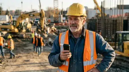 Chef de chantier en tenue de sécurité sur un chantier