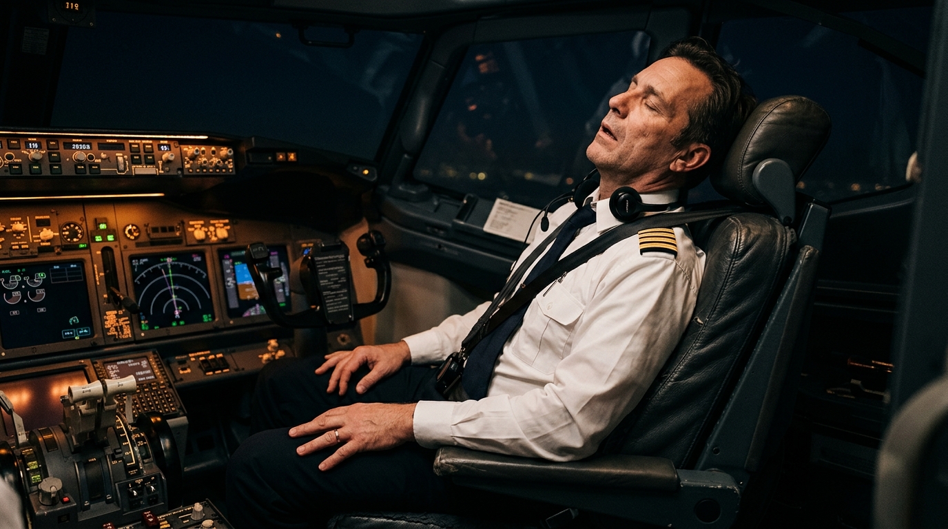 Pilote de ligne endormi dans le cockpit