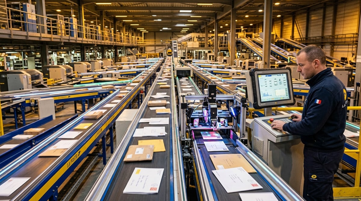 Machine de tri automatique moderne dans un centre postal