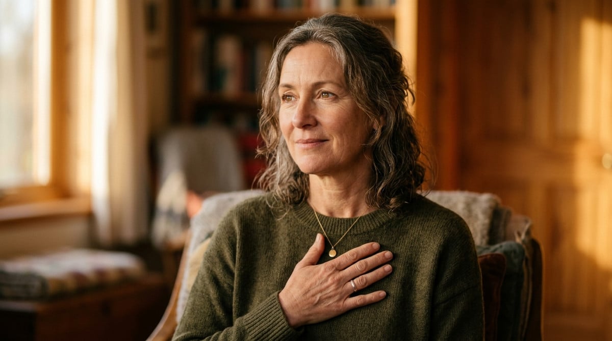 Main posée sur le cœur, symbole du rythme cardiaque