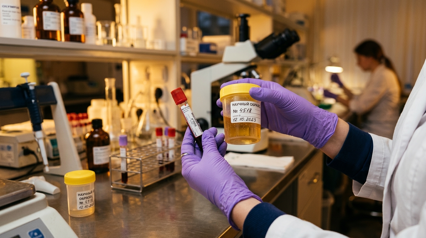 Tube de sang et échantillon d'urine pour bilan rénal