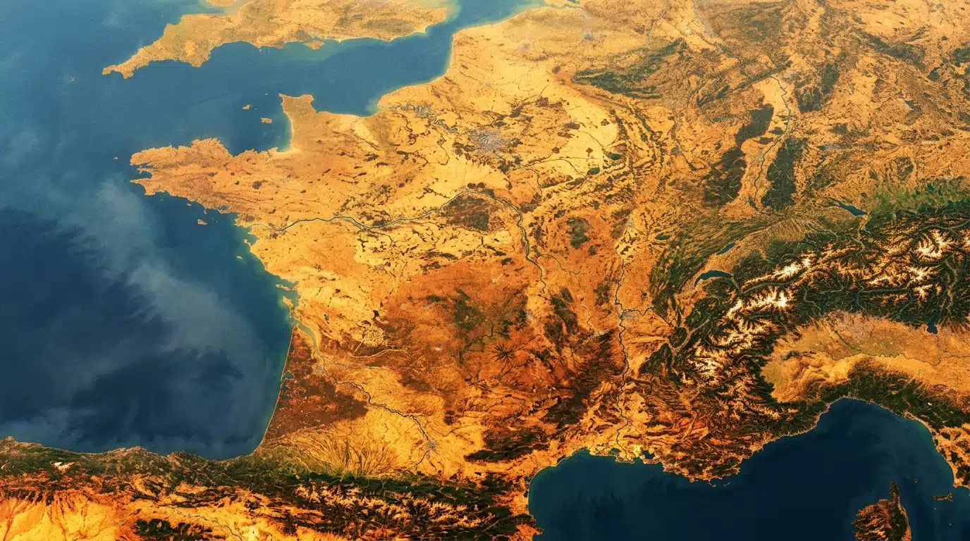 Carte de France sous une chaleur intense et écrasante