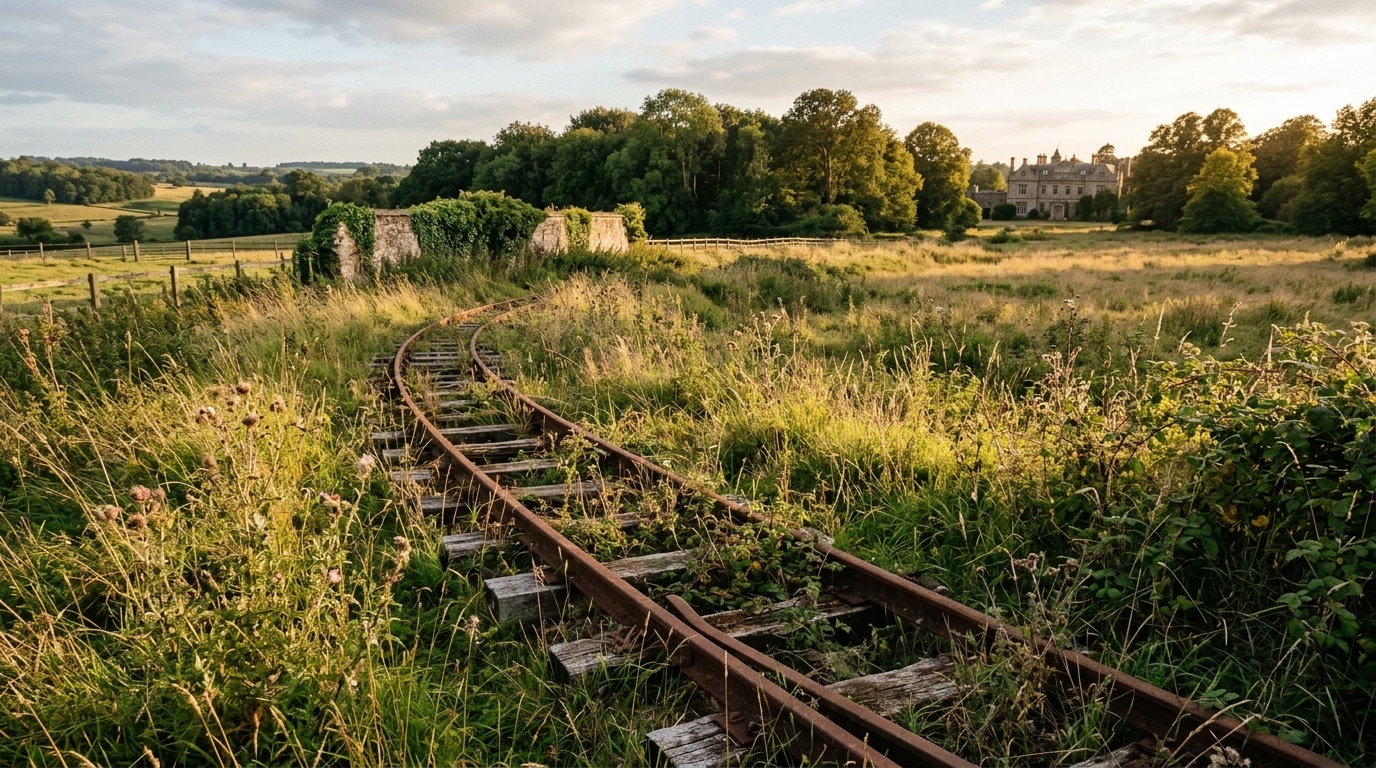 Rails du petit train abandonné à Neverland