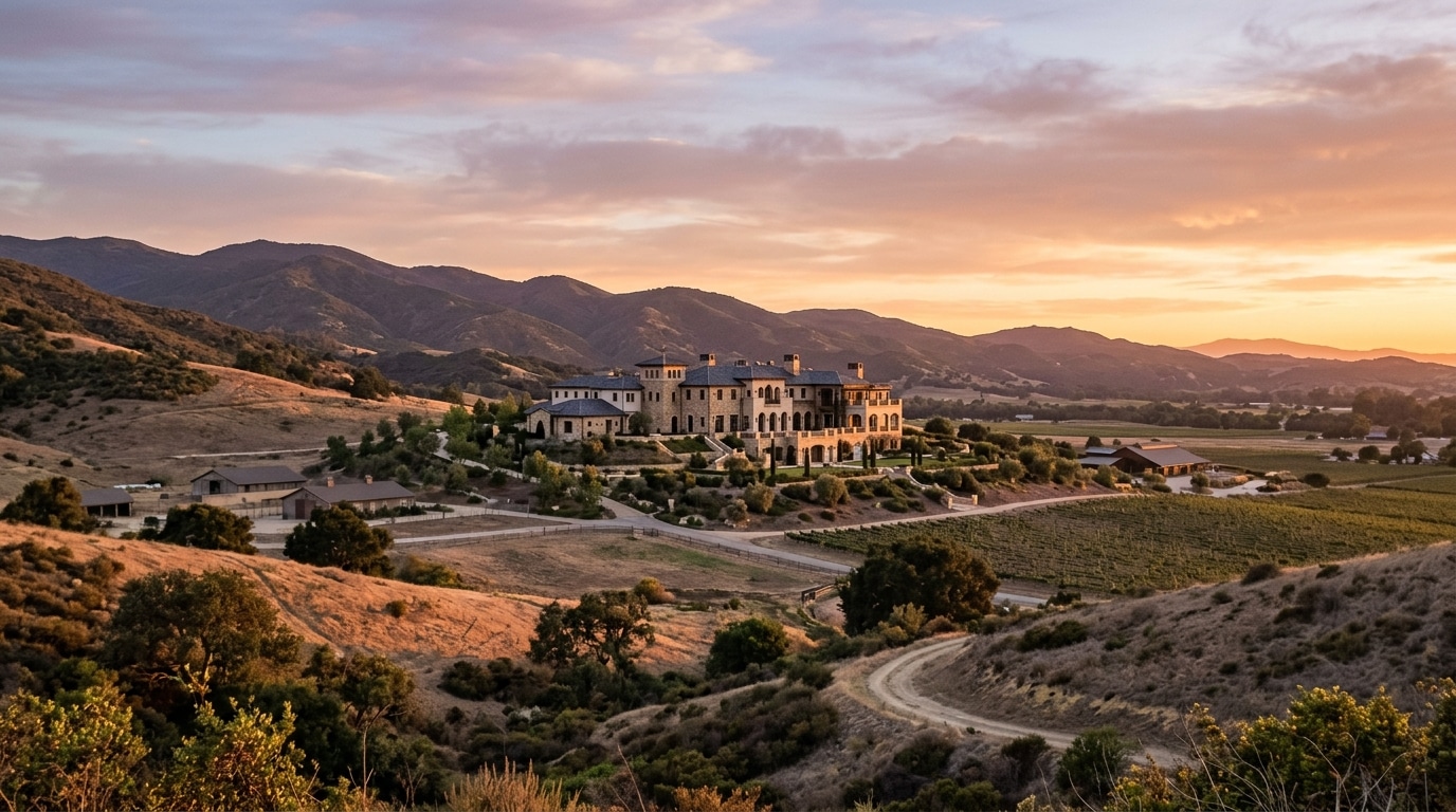 Vue du domaine de Sycamore Valley Ranch aujourd'hui