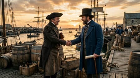 Négociant français et marchand anglais scellent un accord commercial