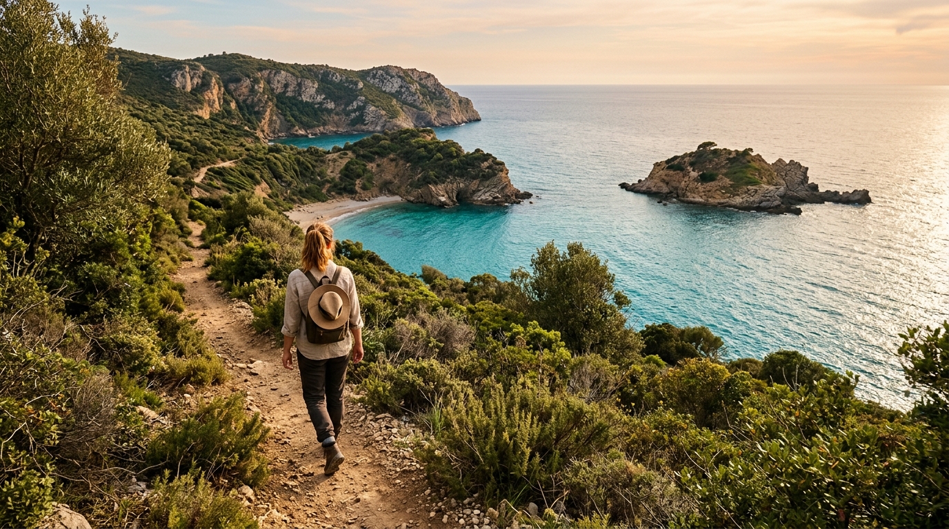 Sentier menant à une crique cachée de Lampedusa
