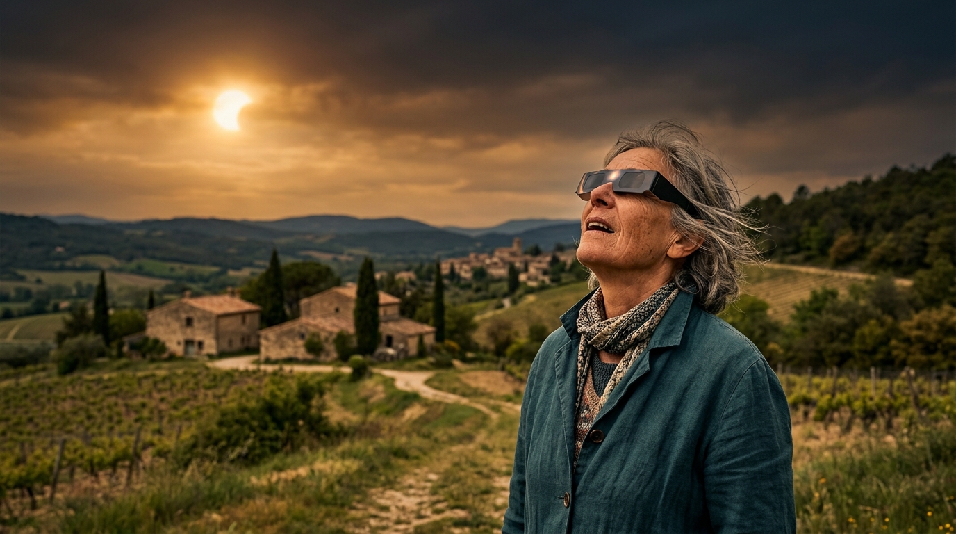 Personne avec des lunettes regardant l'éclipse solaire