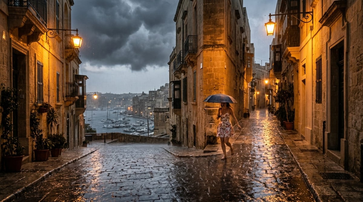 Orage et pluie sur une ville du sud de la France