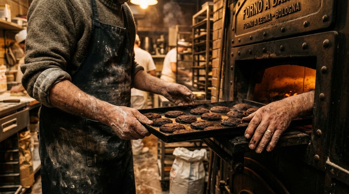 Ouvrier découvrant une pâte à biscuit ratée par accident