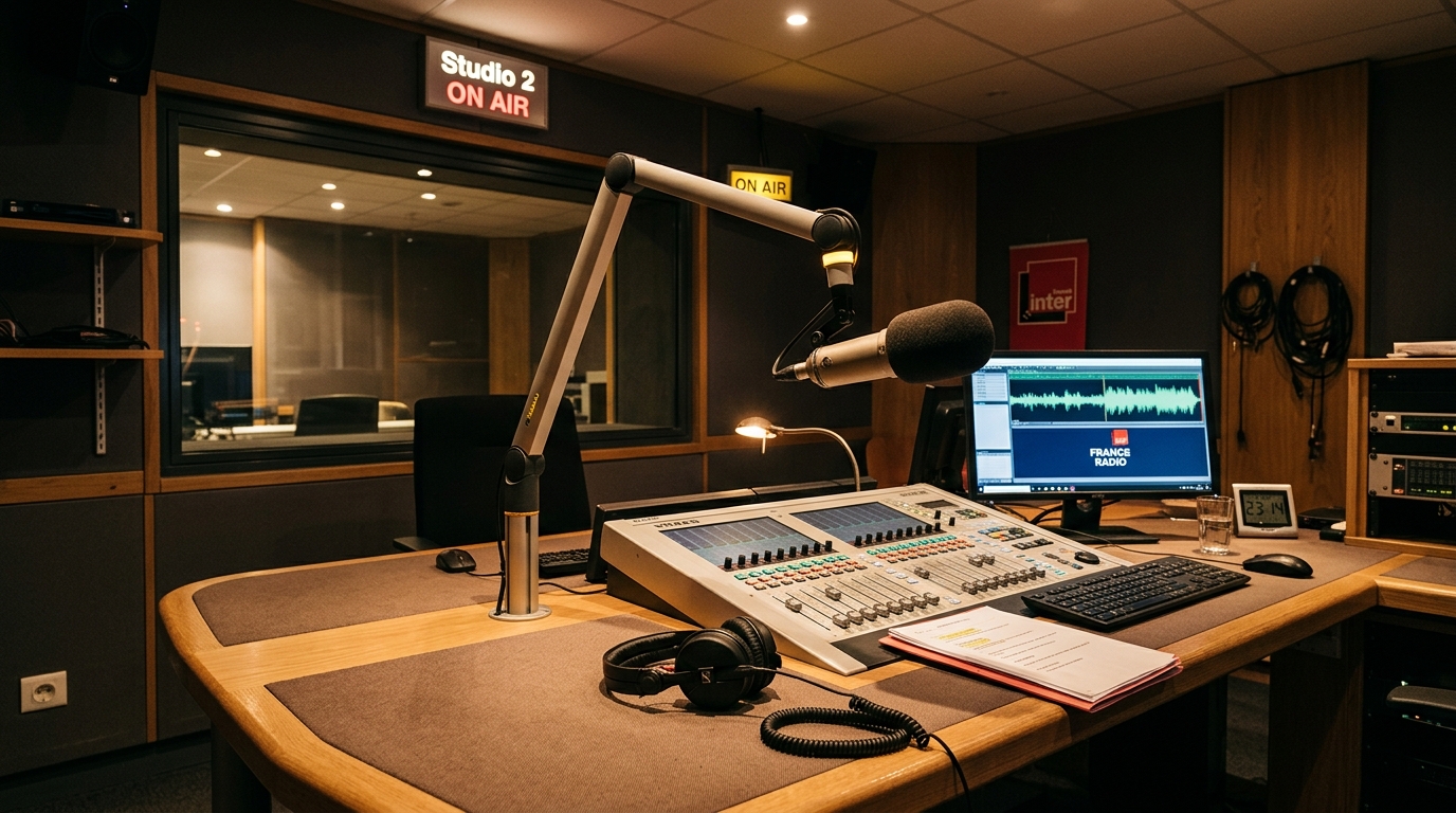 Studio de radio vide évoquant l'interview sur RTL