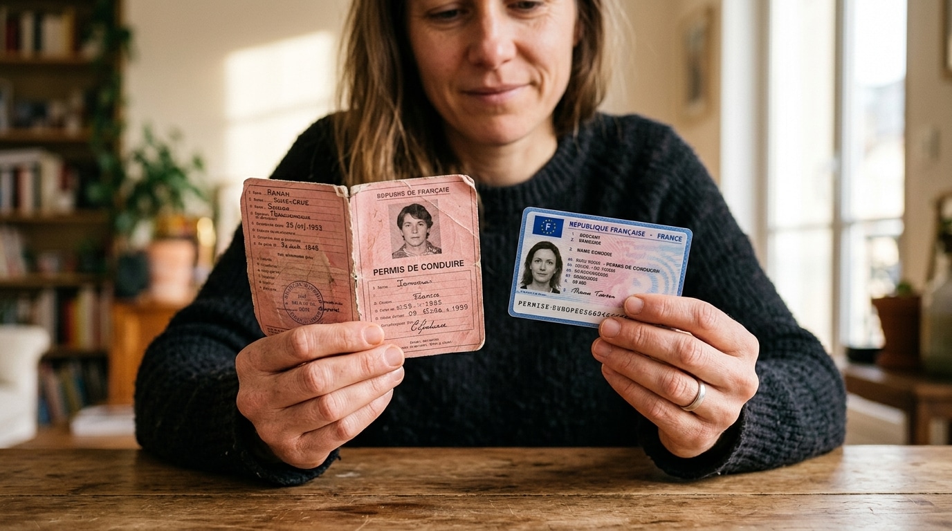 Ancien permis rose et nouveau permis carte bancaire comparés