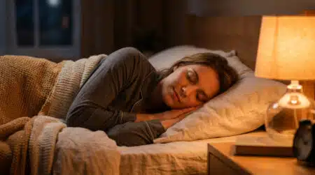 Personne endormie paisiblement dans un lit chaleureux