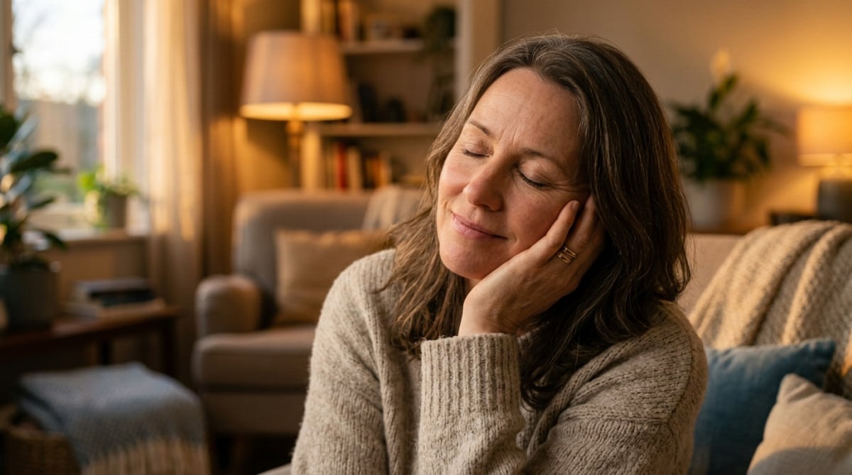 Personne qui craque doucement son cou chez elle
