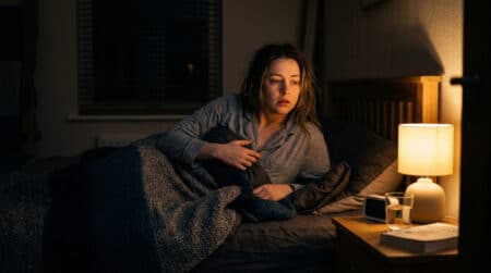 Personne se réveillant en pleine nuit dans le noir