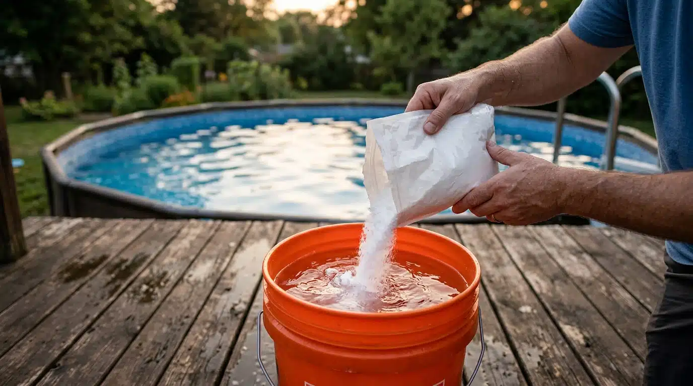 Ajout de bicarbonate de soude dans l'eau de piscine