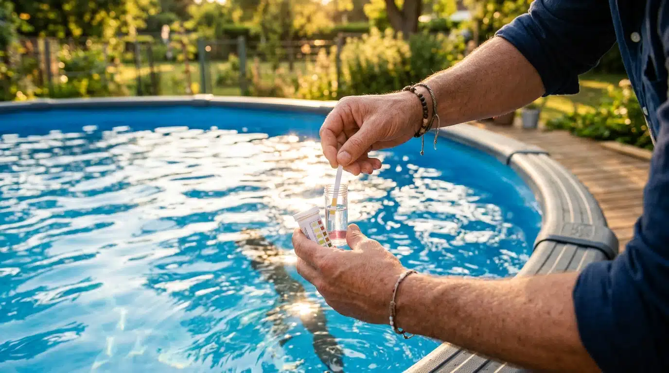 Test du taux de chlore dans l'eau de piscine
