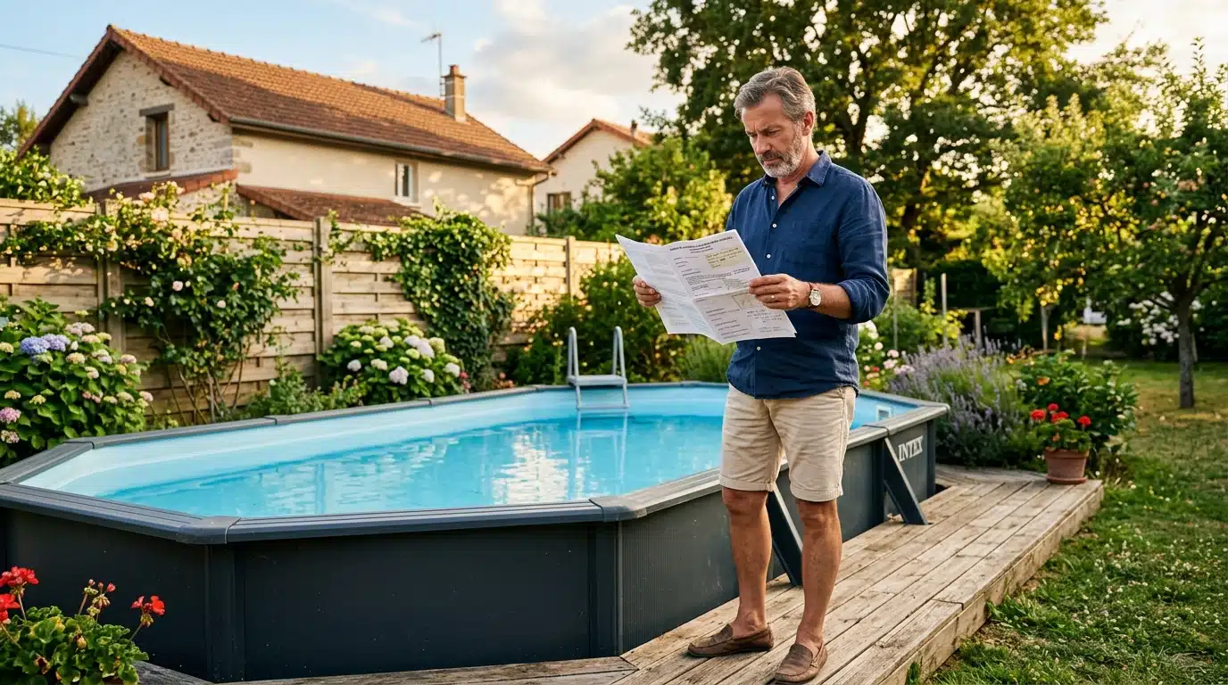 Propriétaire vérifiant les règles de sa piscine hors-sol