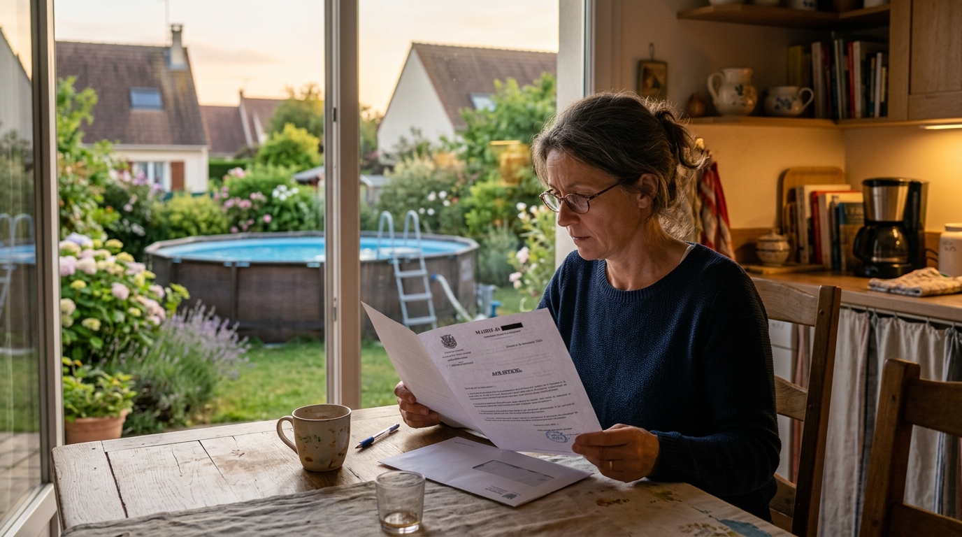 Propriétaire lisant un courrier de mise en demeure de la mairie
