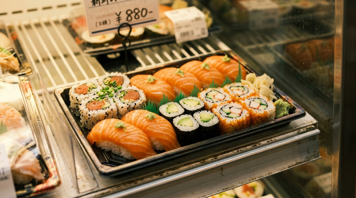 Plateau de sushis frais au rayon supermarché