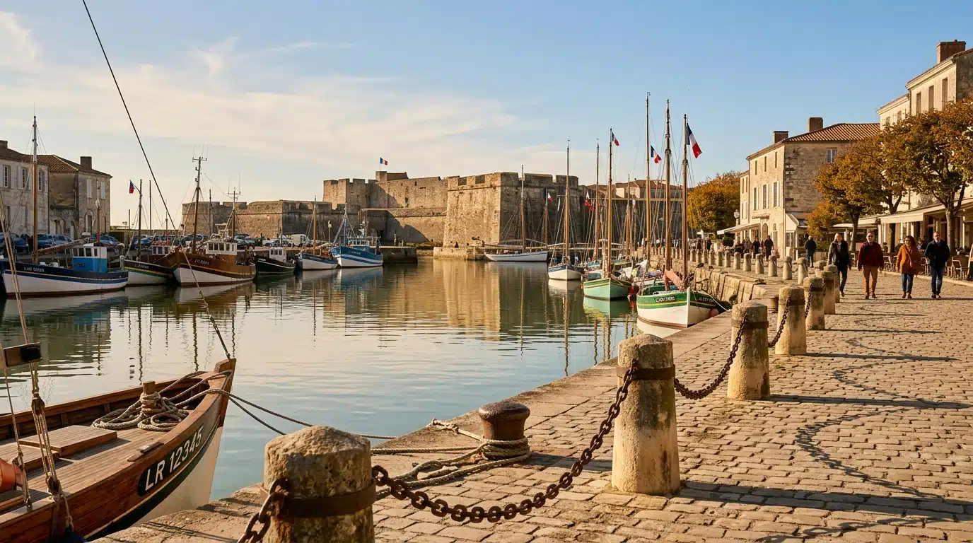 Quai du port de Port-Louis dans le Morbihan