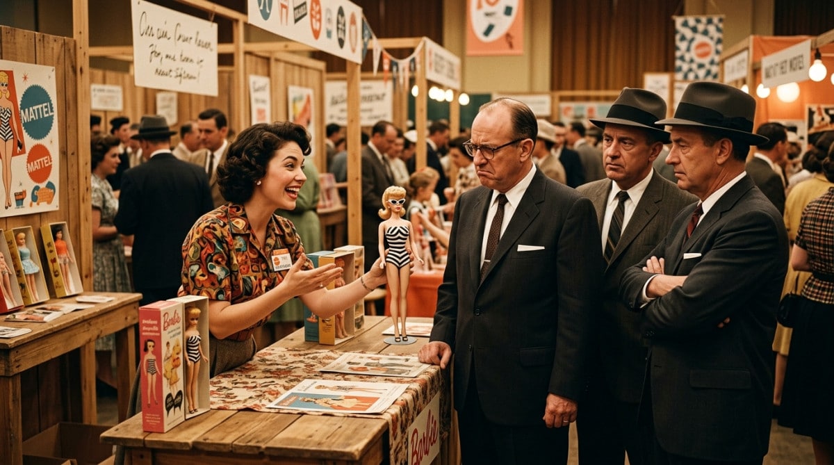 Présentation de la poupée Barbie au salon du jouet 1959