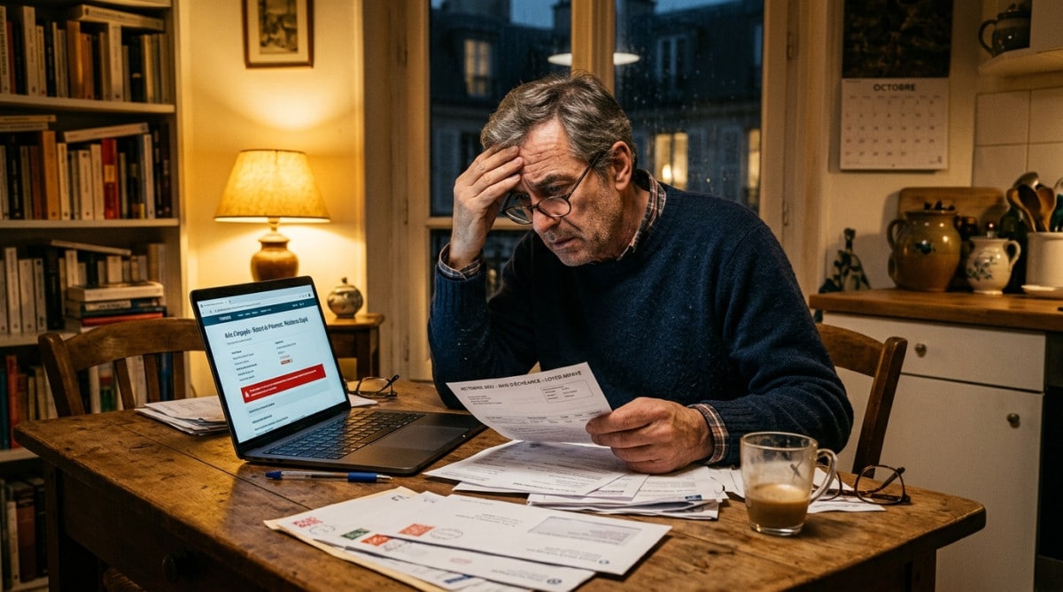 Propriétaire stressé face aux loyers impayés le soir