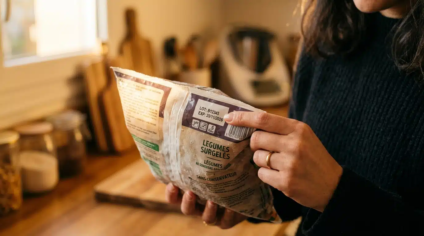 Vérification du numéro de lot sur un emballage alimentaire