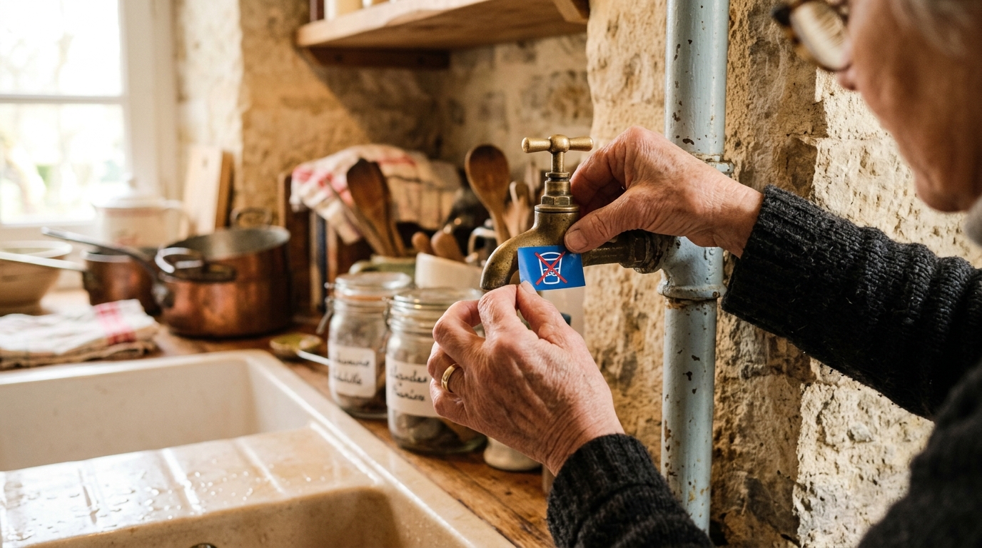 Pose d'une signalétique eau non potable sur robinet