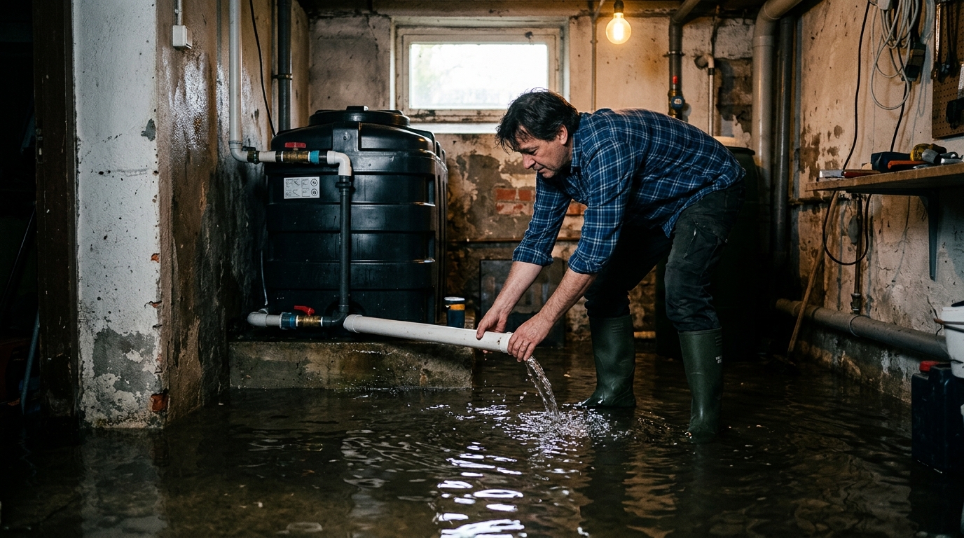 Sous-sol inondé par un trop-plein mal évacué