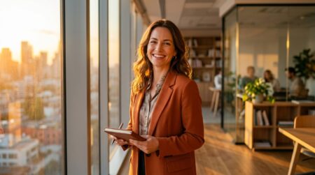 Femme confiante prête à négocier son augmentation au bureau