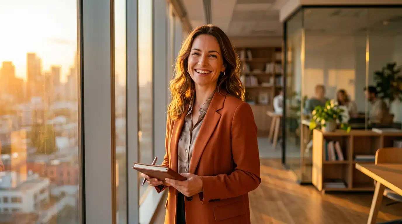 Femme confiante prête à négocier son augmentation au bureau