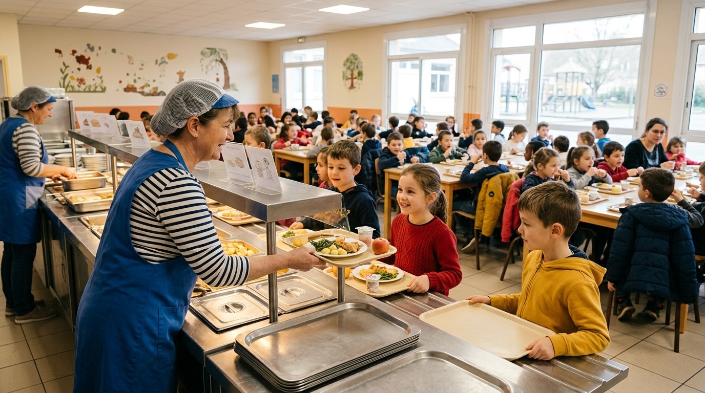 Service de cantine scolaire dans une école française