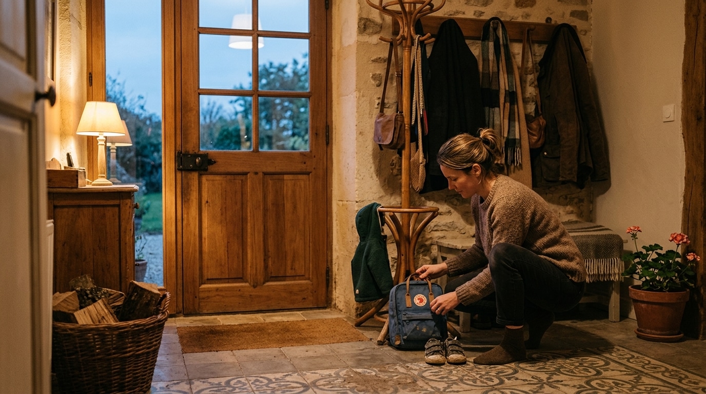 Sac à dos et affaires d'école préparés la veille au soir