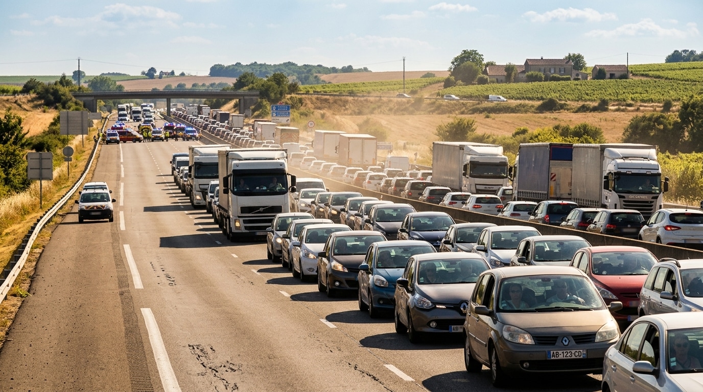 Bouchon interminable sur l'autoroute en plein été