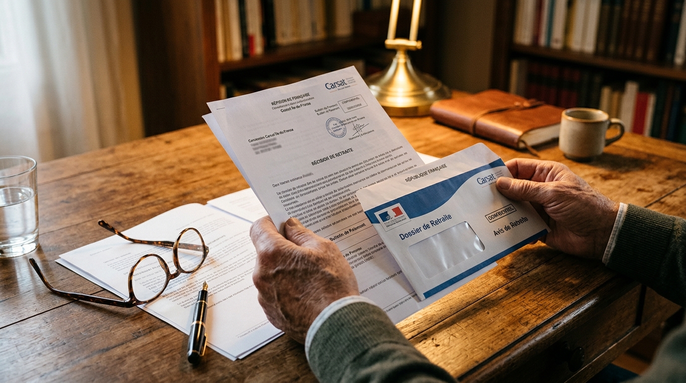 Documents de retraite Agirc-Arrco sur un bureau