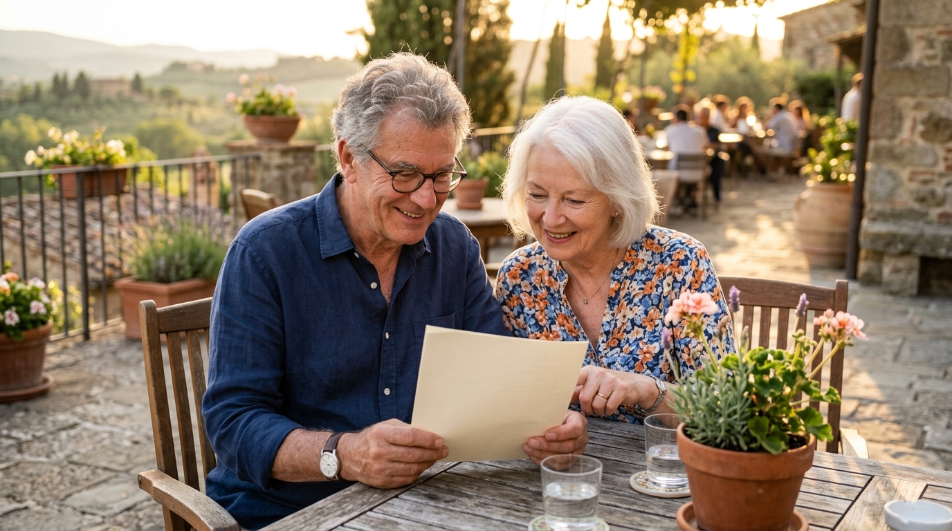 Couple de retraités consultant un document administratif