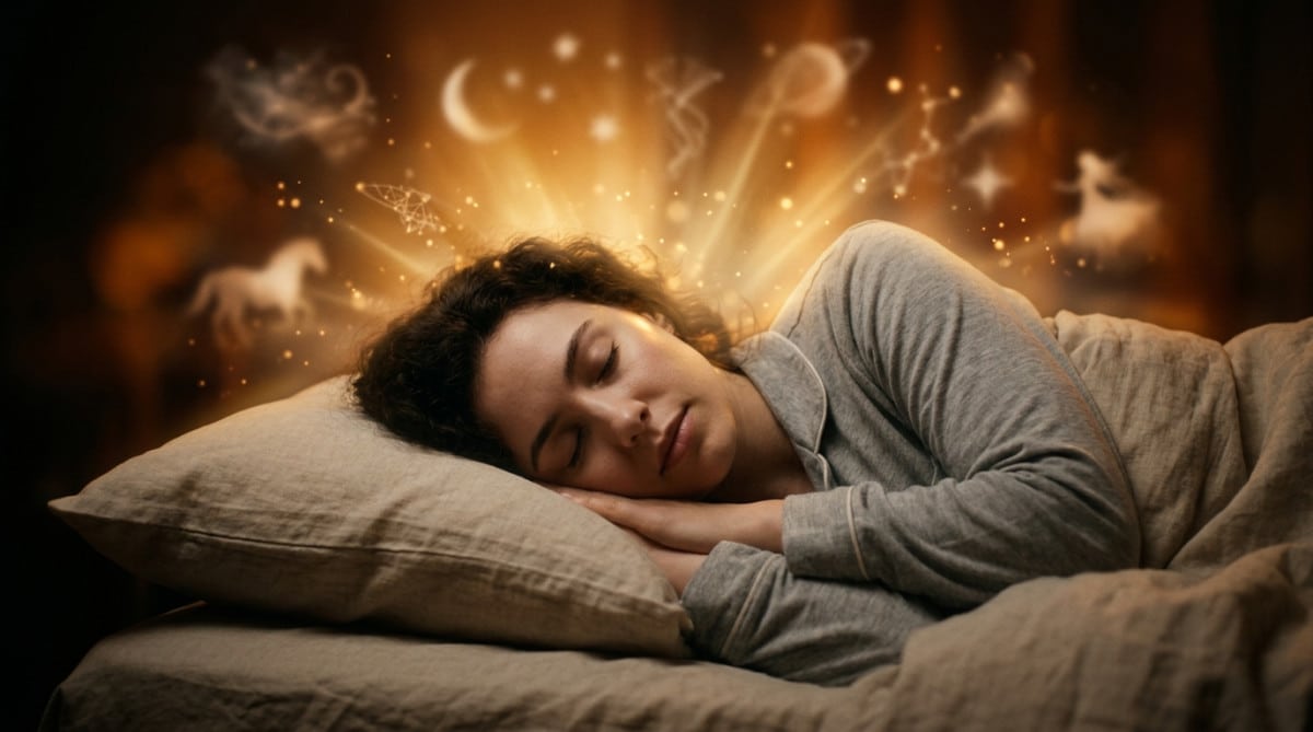 Rêve illustré par une lumière dorée onirique