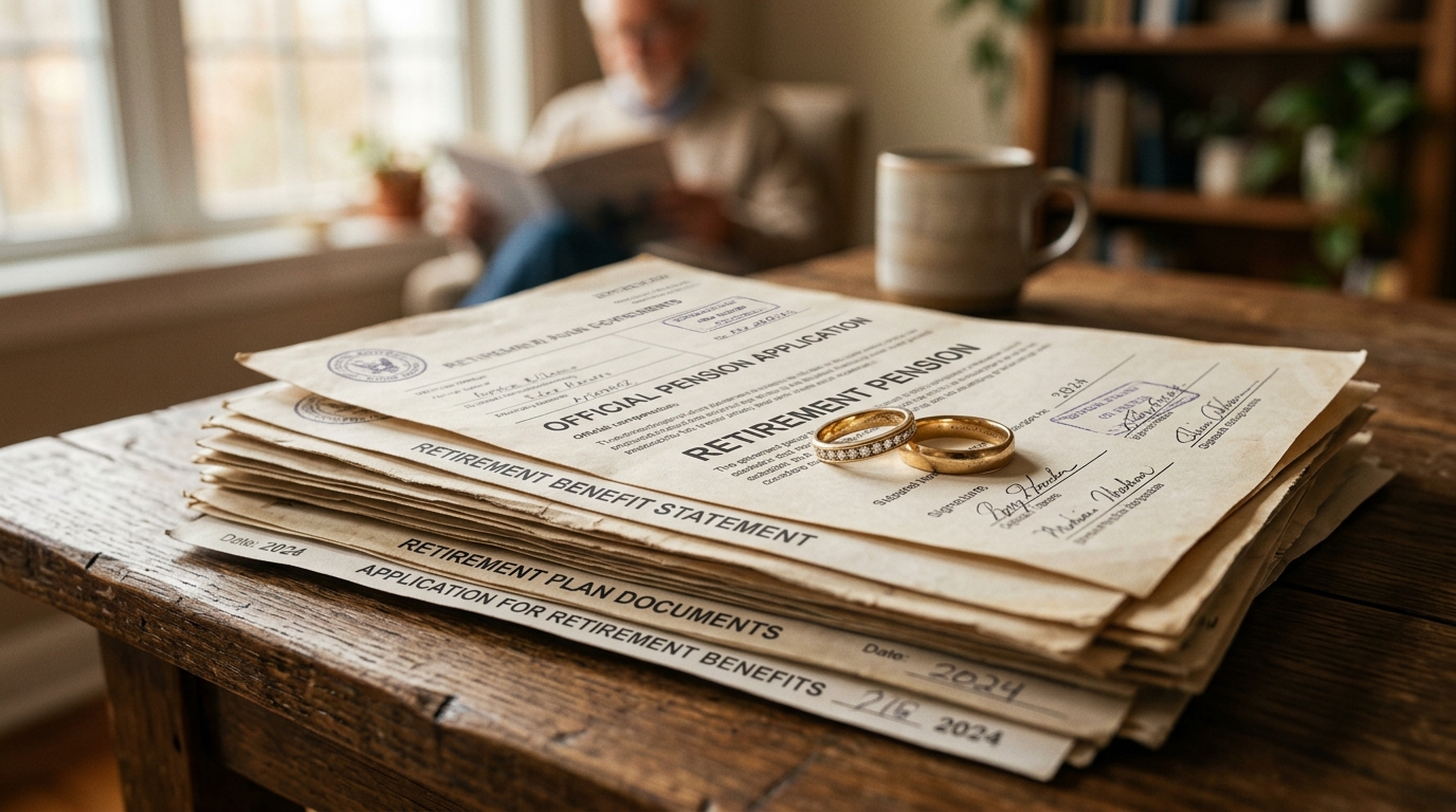 Alliances posées sur des documents de pension