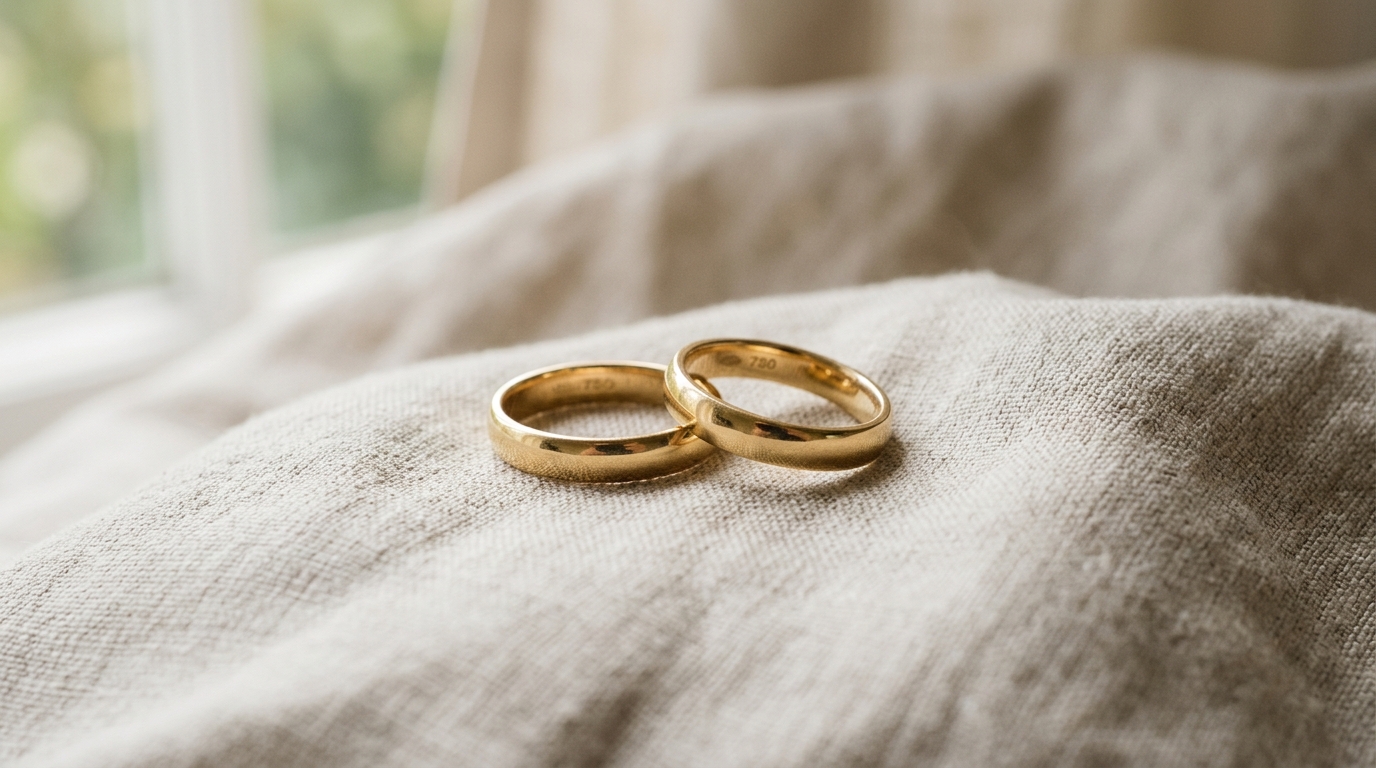 Alliances en or simples symbolisant le mariage