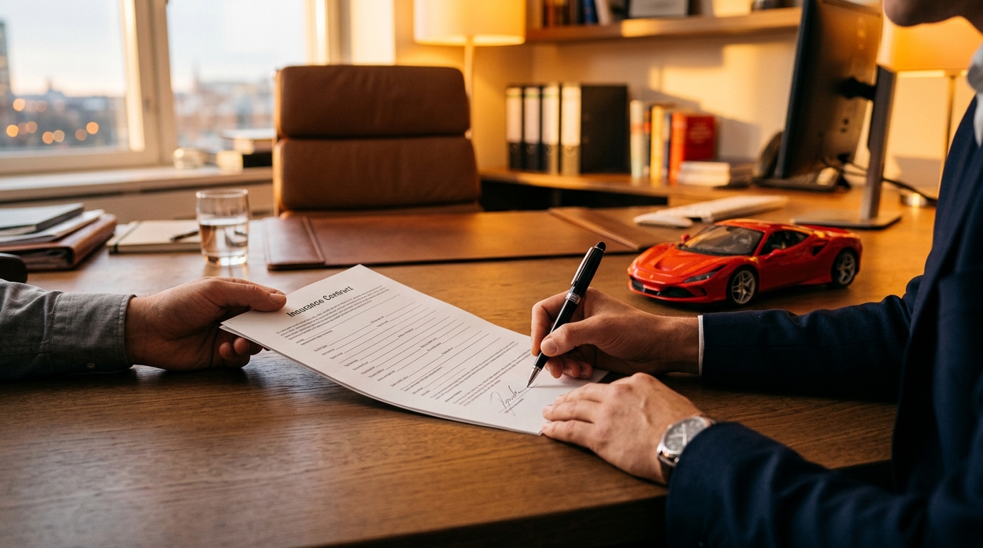 Signature d'un contrat d'assurance automobile de luxe