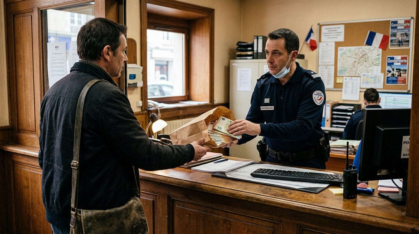 Dépôt d'un sac d'argent trouvé au commissariat