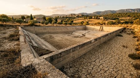 Réserve d'eau communale asséchée dans le Var