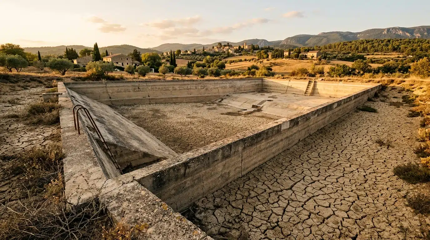 Réserve d'eau communale asséchée dans le Var