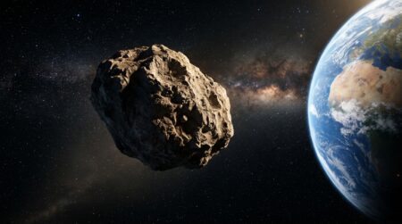 Astéroïde massif dérivant dans l'espace près de la Terre