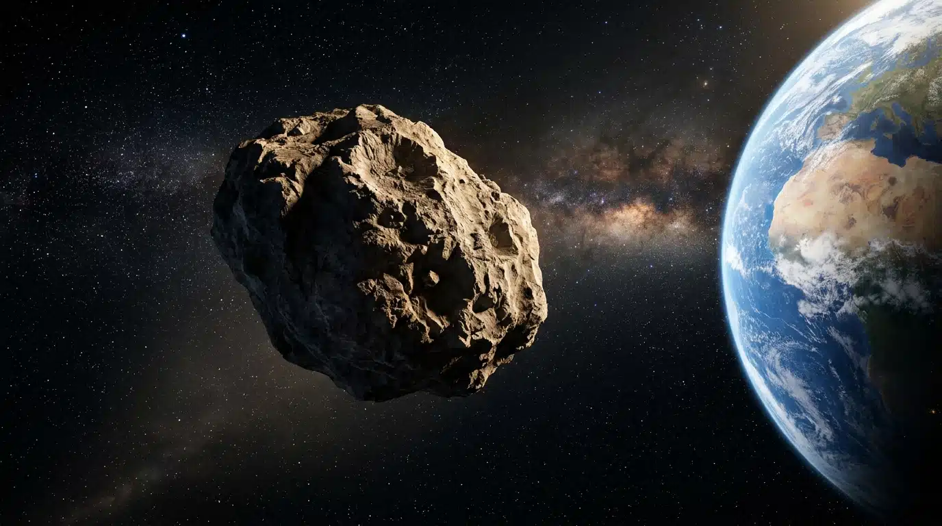 Astéroïde massif dérivant dans l'espace près de la Terre