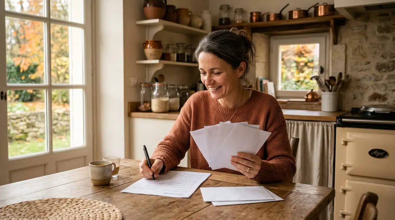 Femme vérifiant sa checklist administrative de septembre