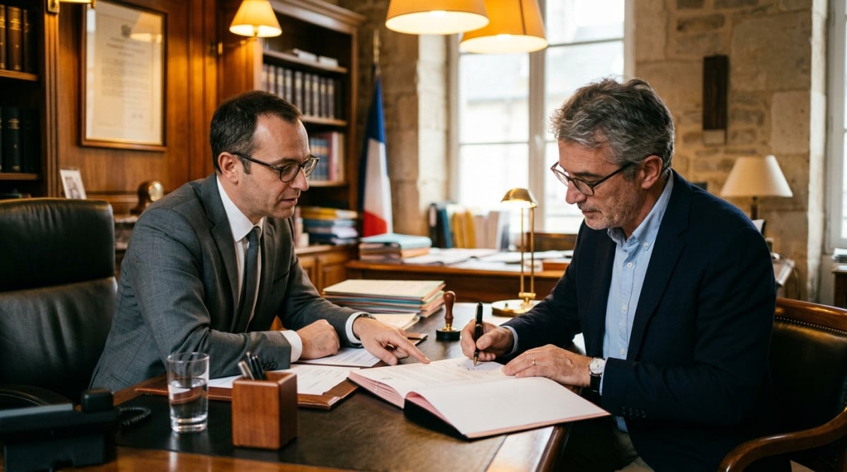 Signature d'un document notarié de protection patrimoniale