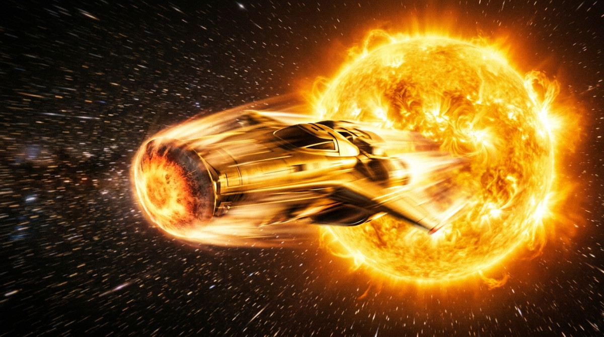 Sonde spatiale filant près du Soleil à grande vitesse