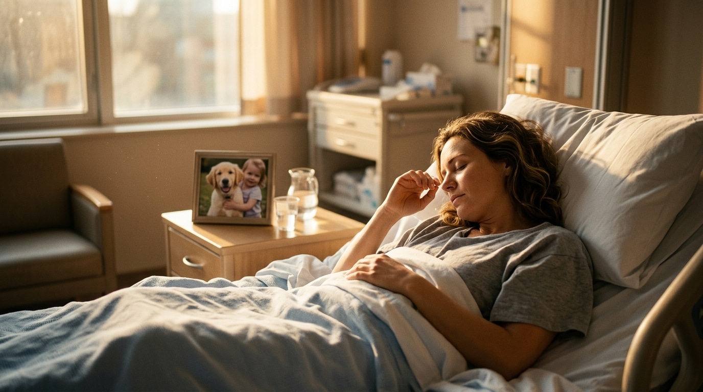 Femme alitée après un long coma à l'hôpital
