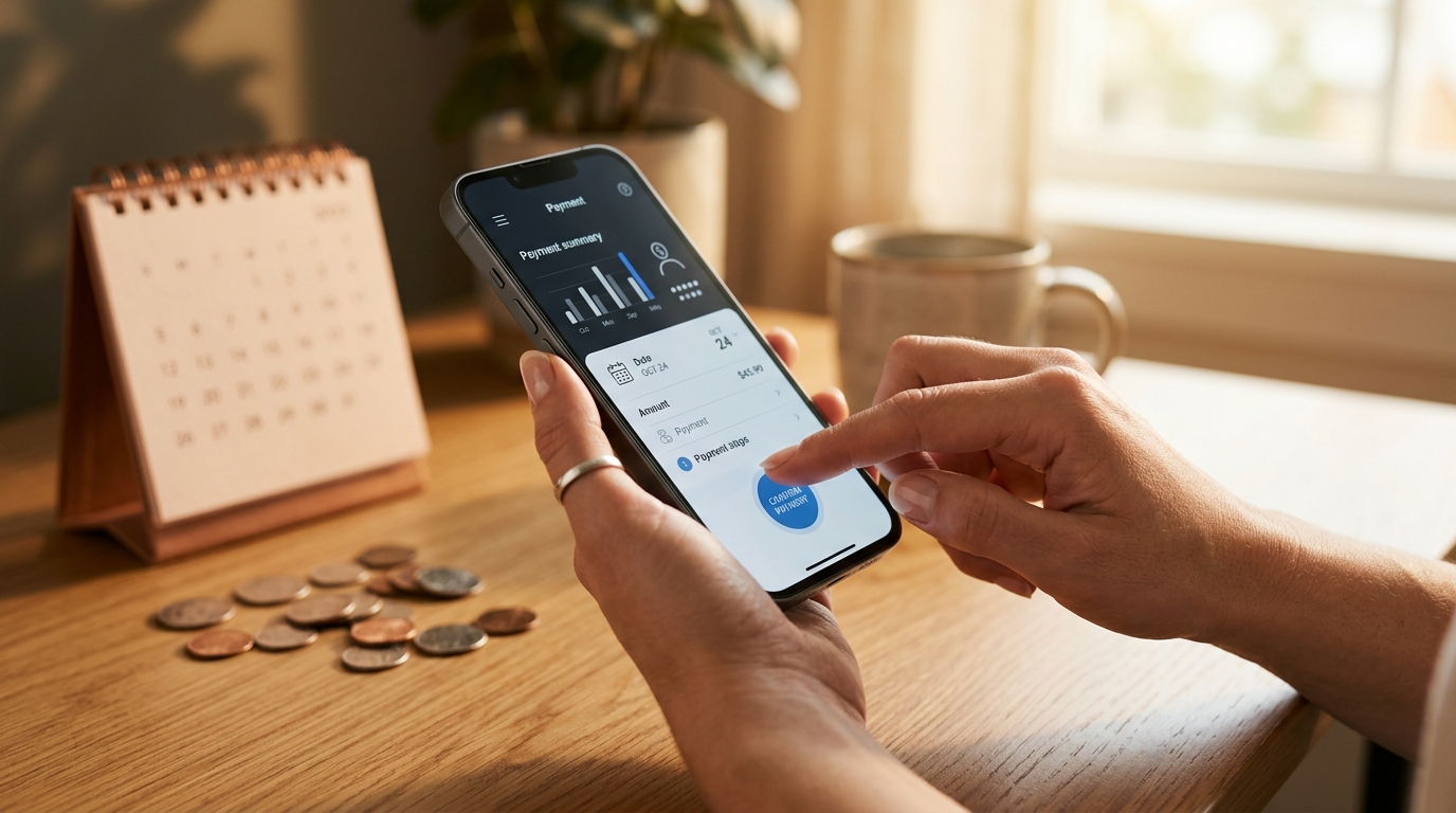 Main effectuant un paiement en ligne depuis un smartphone